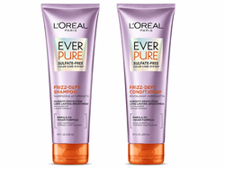 L'Oreal Paris Frizz Defy Shampoo and Conditioner Set, Frizz Control Hair Care with Marula Oil, EverPure, 8.5 Fl Oz, Set of 2