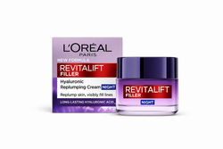 L'Oreal Paris Revitalift Filler Anti-Ageing Replumping Night Cream 50ml, with Hyaluronic Acid, to Deeply Hydrate, Visibly Fill Lines & Smooth Wrinkles