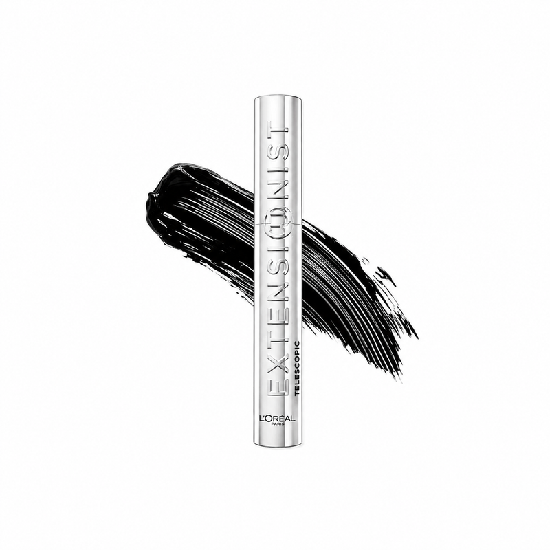L'Oréal Paris Telescopic Extensionist Mascara, Extends lashes +5mm closer to brows*, Lash extension-like length, Clump-free formula, Washable, Black