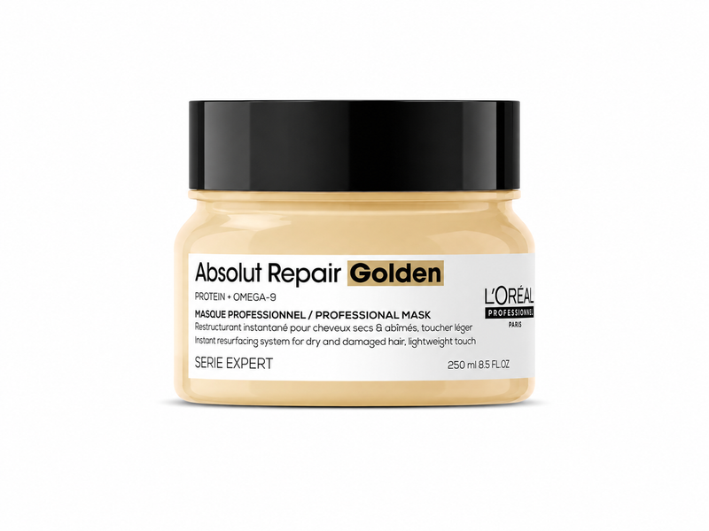 L’Oréal Professionnel Absolut Repair Golden Mask | Salon Grade Damage Repair & Provides Shine | With Quinoa & Proteins | For Fine to Medium, Dry, & Damaged Hair | 250ml