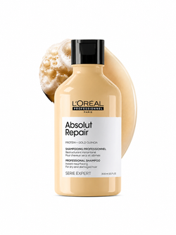 L'Oreal Professionnel Absolut Repair Shampoo | Salon Grade Protein Hair Treatment | Repairs Damage & Provides Shine | With Quinoa & Proteins | For Dry Damaged Hair